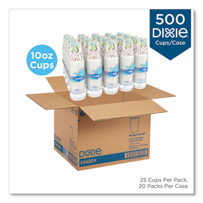 Dixie® PerfecTouch Paper Hot Cups, 10 oz, Coffee Haze Design, 25 Sleeve, 20 Sleeves/Carton - OrdermeInc