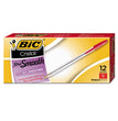 BIC CORP. Cristal Xtra Smooth Ballpoint Pen, Stick, Medium 1 mm, Red Ink, Clear Barrel, Dozen