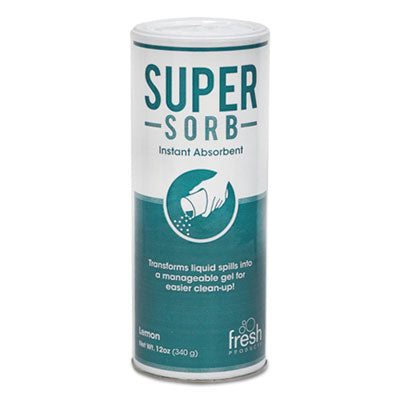 FRESH PRODUCTS Super-Sorb Liquid Spill Absorbent, Lemon Scent, 720 oz, 12 oz Shaker Can - OrdermeInc
