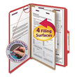 Smead™ Four-Section Pressboard Top Tab Classification Folders, Four SafeSHIELD Fasteners, 1 Divider, Legal Size, Bright Red, 10/Box OrdermeInc OrdermeInc