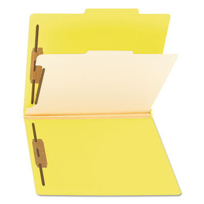 Smead™ Top Tab Classification Folders, Four SafeSHIELD Fasteners, 2" Expansion, 1 Divider, Letter Size, Yellow Exterior, 10/Box OrdermeInc OrdermeInc