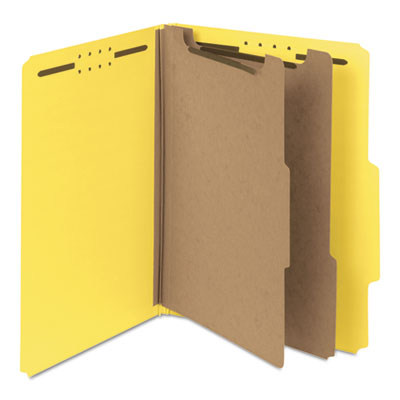 Smead™ Recycled Pressboard Classification Folders, 2" Expansion, 2 Dividers, 6 Fasteners, Letter Size, Yellow Exterior, 10/Box OrdermeInc OrdermeInc
