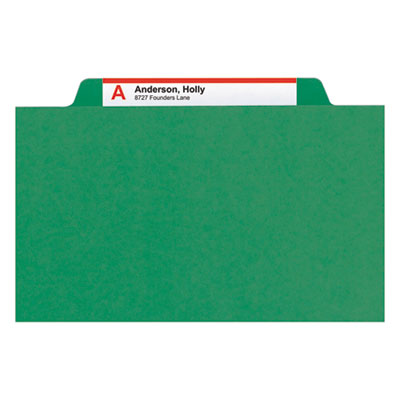 6-Section Pressboard Top Tab Pocket Classification Folders, 6 SafeSHIELD Fasteners, 2 Dividers, Legal Size, Green, 10/Box OrdermeInc OrdermeInc