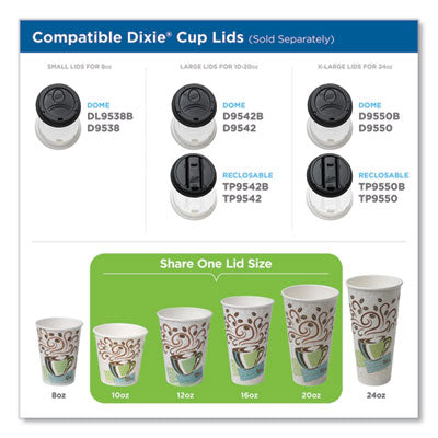 Dixie® PerfecTouch Paper Hot Cups, 10 oz, Coffee Haze Design, 25 Sleeve, 20 Sleeves/Carton - OrdermeInc