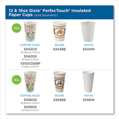 Dixie® PerfecTouch Paper Hot Cups, 12 oz, Coffee Haze Design, 50/Sleeve, 20 Sleeves/Carton - OrdermeInc
