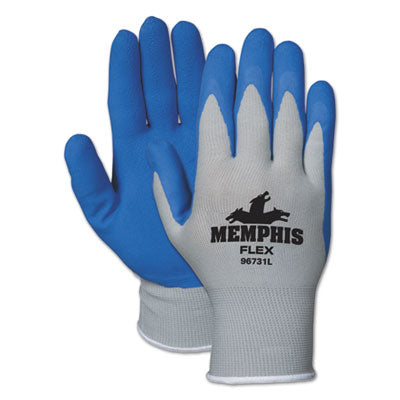 MCR SAFETY Memphis Flex Seamless Nylon Knit Gloves, Large, Blue/Gray, Dozen - OrdermeInc