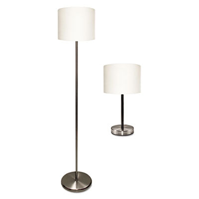 Slim Line Lamp Set, Table 12.63" High and Floor 61.5" High, Silver - OrdermeInc