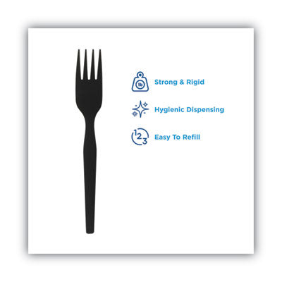 Dixie® SmartStock Plastic Cutlery Refill, Forks, 6.5", Series-O Mediumweight, Black, 40/Pack, 24 Packs/Carton - OrdermeInc