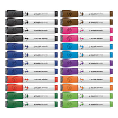 U Brands Chisel Tip Low-Odor Dry-Erase Markers with Erasers, Broad Chisel Tip, Assorted Colors, 24/Pack - OrdermeInc