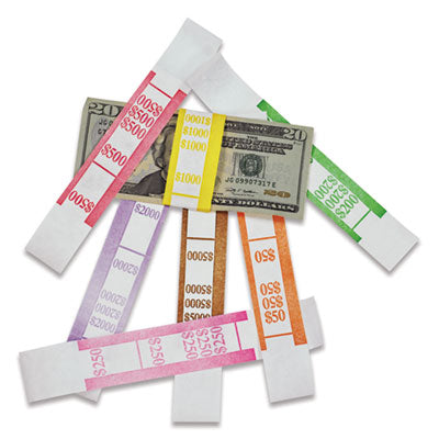 ICONEX Color-Coded Kraft Currency Straps, Dollar Bill, $50, Self-Adhesive, 1000/Pack - OrdermeInc