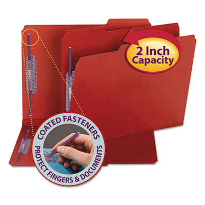 Colored Pressboard Fastener Folders with SafeSHIELD Fasteners, 2" Expansion, 2 Fasteners, Letter Size, Bright Red, 25/Box OrdermeInc OrdermeInc