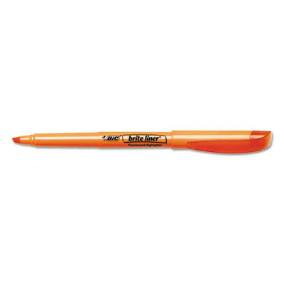 BIC CORP. Brite Liner Highlighter, Fluorescent Orange Ink, Chisel Tip, Orange/Black Barrel, Dozen