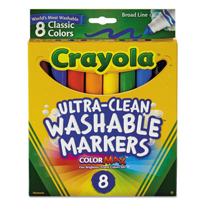 BINNEY & SMITH / CRAYOLA Ultra-Clean Washable Markers, Broad Bullet Tip, Assorted Colors, 8/Pack - OrdermeInc