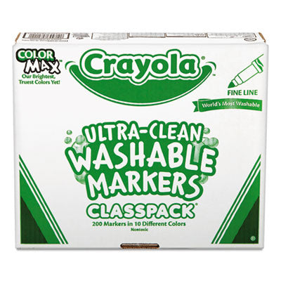 BINNEY & SMITH / CRAYOLA Ultra-Clean Washable Marker Classpack, Fine Bullet Tip, 10 Assorted Colors, 200/Pack - OrdermeInc