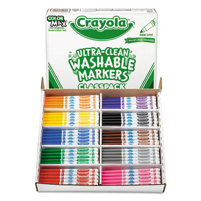 BINNEY & SMITH / CRAYOLA Ultra-Clean Washable Marker Classpack, Fine Bullet Tip, 10 Assorted Colors, 200/Pack - OrdermeInc