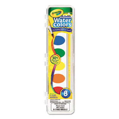 BINNEY & SMITH / CRAYOLA Washable Watercolor Paint, 8 Assorted Colors, Palette Tray - OrdermeInc