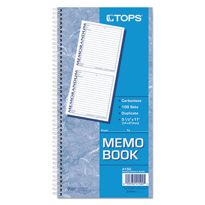 TOPS™ Memorandum Book, Two-Part Carbonless, 5.5 x 5, 2 Forms/Sheet, 100 Forms Total - OrdermeInc