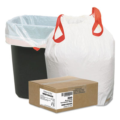 Heavy-Duty Trash Bags, 13 gal, 0.9 mil, 24.5" x 27.38", White, 50 Bags/Roll, 4 Rolls/Box - OrdermeInc