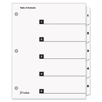 OneStep Printable Table of Contents and Dividers, 5-Tab, 1 to 5, 11 x 8.5, White, White Tabs, 1 Set OrdermeInc OrdermeInc