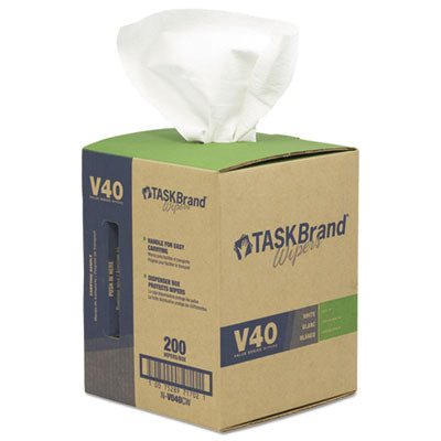 TASKBrand V40 Heavy Weight DRC Wipers, 1-Ply, 10 x 12, Unscented, White, 200/Roll OrdermeInc OrdermeInc
