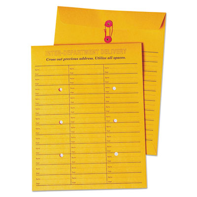Quality Park™ Brown Kraft String/Button Box-Style Interoffice Envelope, #97, Two-Sided Three-Column Format, 10 x 13, Brown Kraft, 100/Box OrdermeInc OrdermeInc