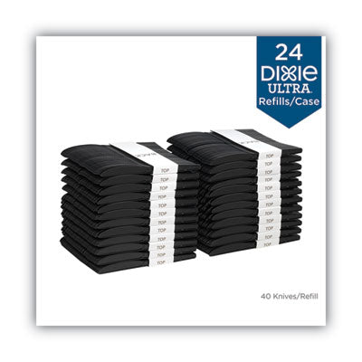 Dixie® SmartStock Plastic Cutlery Refill, Knives, 7", Series-O Mediumweight, Black, 40/Pack, 24 Packs/Carton - OrdermeInc