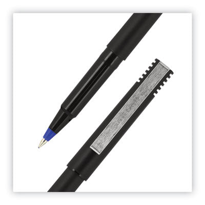 uniball® Roller Ball Pen, Stick, Extra-Fine 0.5 mm, Blue Ink, Black/Blue Barrel, Dozen OrdermeInc OrdermeInc