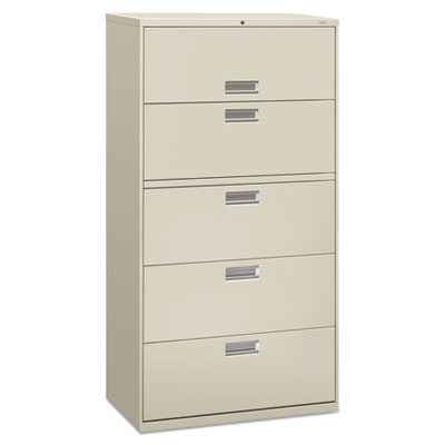Brigade 600 Series Lateral File, 4 Legal/Letter-Size File Drawers, 1 Roll-Out File Shelf, Light Gray, 36" x 18" x 64.25" OrdermeInc OrdermeInc