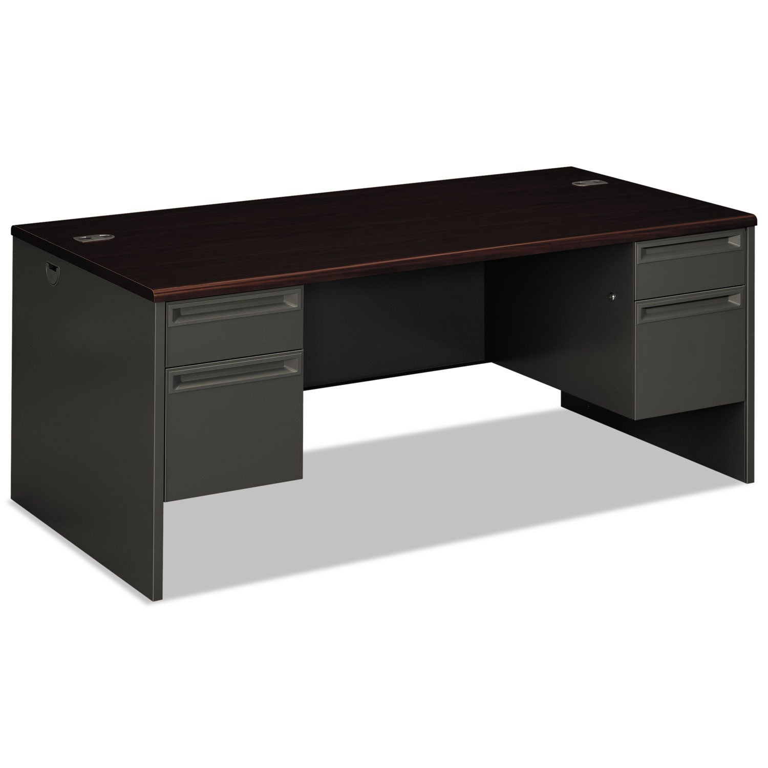 38000 Series Double Pedestal Desk, 72" x 36" x 29.5", Mahogany/Charcoal OrdermeInc OrdermeInc