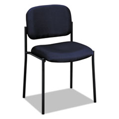 HON COMPANY VL606 Stacking Guest Chair without Arms, Fabric Upholstery, 21.25" x 21" x 32.75", Navy Seat, Navy Back, Black Base - OrdermeInc