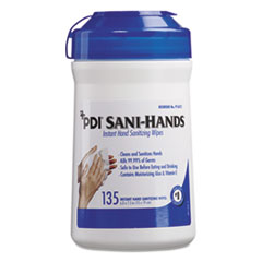 SANI PROFESSIONAL Sani-Hands ALC Instant Hand Sanitizing Wipes, 1-Ply, 7.5 x 6, White, 135/Canister, 12 Canisters/Carton - OrdermeInc