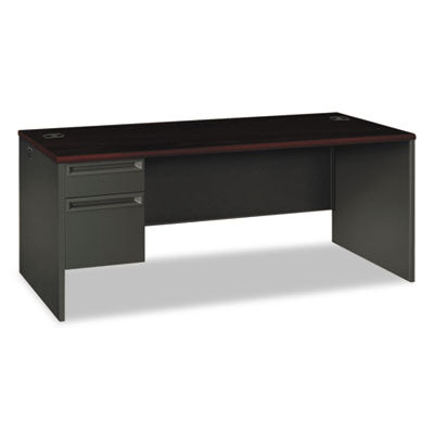 38000 Series Left Pedestal Desk, 72" x 36" x 29.5", Mahogany/Charcoal OrdermeInc OrdermeInc
