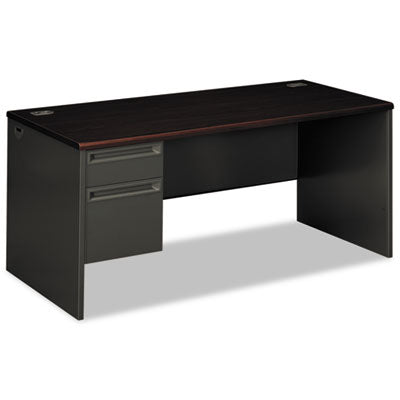 38000 Series Left Pedestal Desk, 66" x 30" x 29.5", Mahogany/Charcoal OrdermeInc OrdermeInc