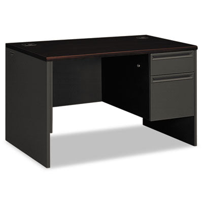 38000 Series Right Pedestal Desk, 48" x 30" x 29.5", Mahogany/Charcoal OrdermeInc OrdermeInc