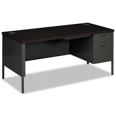 Metro Classic Series Right Pedestal "L" Workstation Desk, 66" x 30" x 29.5", Mahogany/Charcoal OrdermeInc OrdermeInc