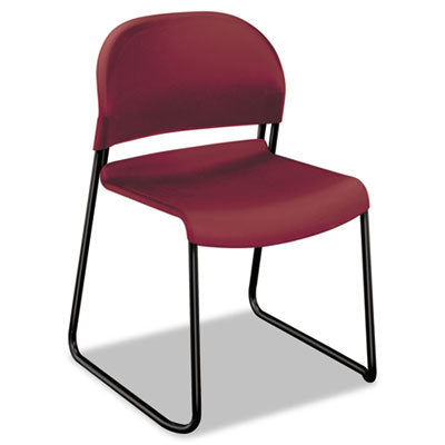 GuestStacker High Density Chairs, Supports 300 lb, 17.5" Seat Height, Mulberry Seat, Mulberry Back, Black Base, 4/Carton OrdermeInc OrdermeInc