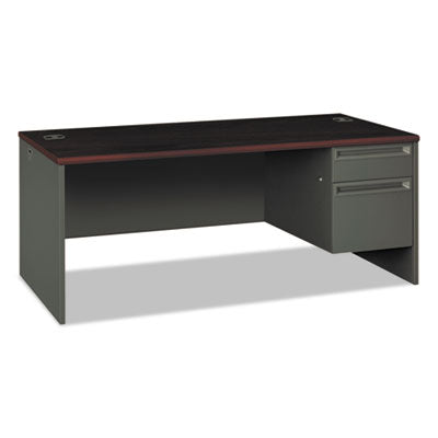 38000 Series Right Pedestal Desk, 72" x 36" x 29.5", Mahogany/Charcoal OrdermeInc OrdermeInc