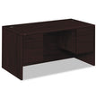 HON COMPANY 10500 Series Double 3/4-Height Pedestal Desk, Left and Right: Box/File, 60" x 30" x 29.5", Mahogany