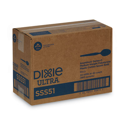 Dixie® SmartStock Plastic Cutlery Refill, Spoons, 6", Series-O Mediumweight, Black, 40/Pack, 24 Packs/Carton - OrdermeInc