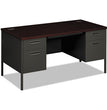 HON COMPANY Metro Classic Series Double Pedestal Desk, Flush Panel, 60" x 30" x 29.5", Mahogany/Charcoal