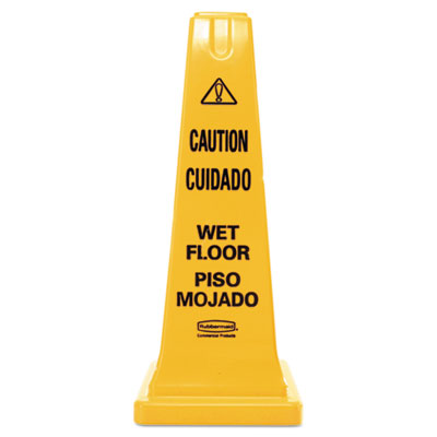 Rubbermaid® Commercial Multilingual Wet Floor Safety Cone, 10.55 x 10.5 x 25.63, Yellow OrdermeInc OrdermeInc