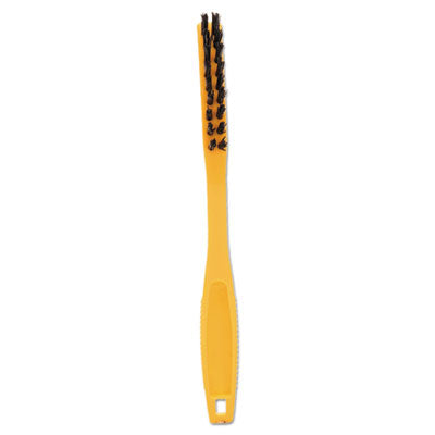 RUBBERMAID COMMERCIAL PROD. Synthetic-Fill Tile and Grout Brush, Black Plastic Bristles, 2.5" Brush, 8.5" Yellow Plastic Handle - OrdermeInc