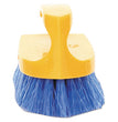 Rubbermaid® Commercial Iron-Shaped Handle Scrub Brush, Blue Polypropylene Bristles, 6" Brush, 6" Yellow Plastic Handle - OrdermeInc