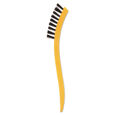 RUBBERMAID COMMERCIAL PROD. Synthetic-Fill Tile and Grout Brush, Black Plastic Bristles, 2.5" Brush, 8.5" Yellow Plastic Handle - OrdermeInc