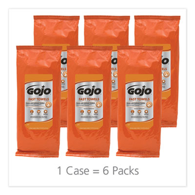 GOJO® FAST TOWELS Hand Cleaning Towels, 2-Ply, 7.75 x 11, Fresh Citrus, Blue, 60/Pack, 6 Packs/Carton OrdermeInc OrdermeInc