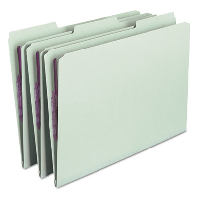 Smead™ Recycled Pressboard Fastener Folders, 1/3-Cut Tabs, Two SafeSHIELD Fasteners, 1" Expansion, Legal Size, Gray-Green, 25/Box OrdermeInc OrdermeInc