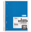 Mead® Spiral Notebook, 5-Subject, Medium/College Rule, Randomly Assorted Cover Color, (180) 10.5 x 8 Sheets - OrdermeInc