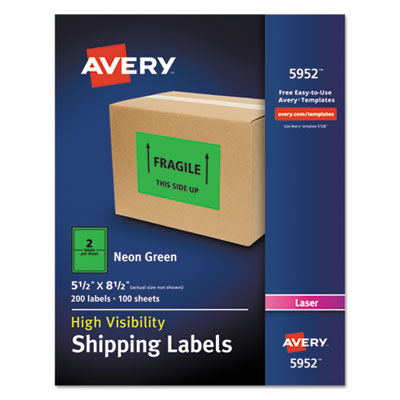 High-Visibility Permanent Laser ID Labels, 5.5 x 8.5, Neon Green, 200/Box OrdermeInc OrdermeInc