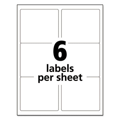 AVERY PRODUCTS CORPORATION White Shipping Labels-Bulk Packs, Inkjet/Laser Printers, 3.33 x 4, White, 6/Sheet, 250 Sheets/Box