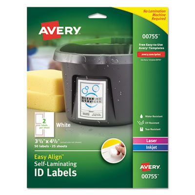 Self-Laminating ID Labels, Inkjet/Laser Printers, 3.5 x 4.5, White, 2/Sheet, 25 Sheets/Pack OrdermeInc OrdermeInc